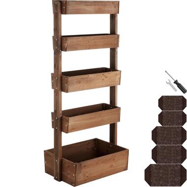 tectake Plantenbak Flora, gelakt hout, met plantenfolie, Bruin product