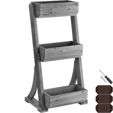 tectake Plantenbak Flora, gelakt hout, met plantenfolie, Grijs product