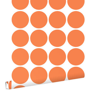 ESTAhome behang grote bollen oranje - 50 x 900 cm