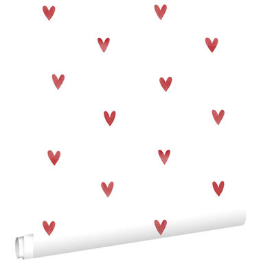 ESTAhome behang - hartjes - wit en rood - 50 x 900 cm - 131632 product