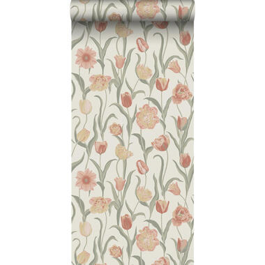 Borastapeter behang - bloemen - terracotta en groen - 53 cm x 10.05 m - 662670 product