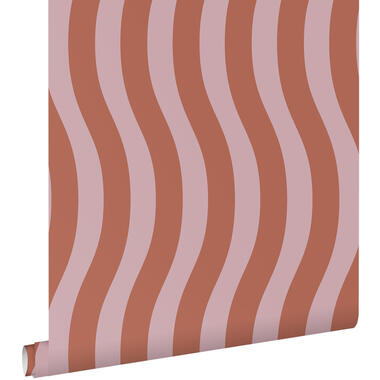 ESTAhome behang - golvende strepen - terracotta roze - 50 x 900 cm - 131607 product