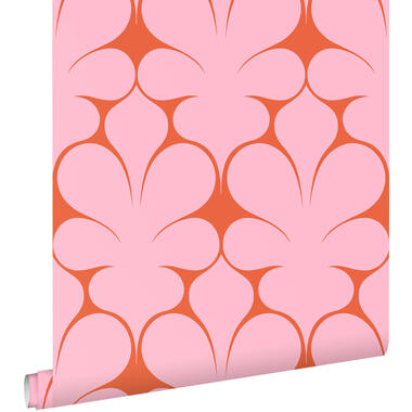 ESTAhome behang retro ornamenten roze en rood - 50 x 900 cm