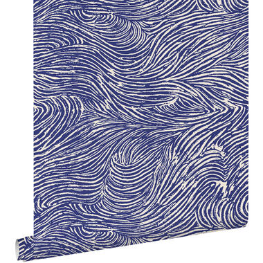 ESTAhome behang - 3d golvende lijnen - donkerblauw - 50 x 900 cm - 131581 product