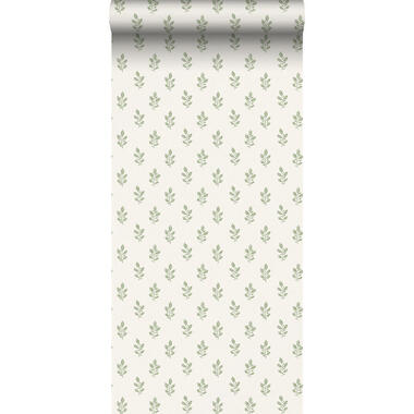 Borastapeter behang bloemetjes groen en beige - 53 cm x 10.05 m