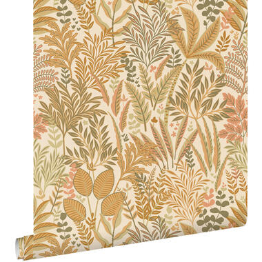 ESTAhome behang - tropische bladeren en bloemen - licht terracotta en beige product