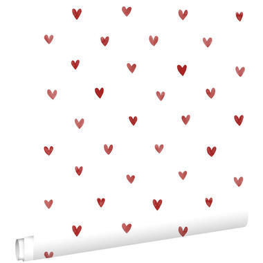 ESTAhome behang - hartjes - wit en rood - 50 x 900 cm - 131629 product