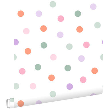 ESTAhome behang - stip - paars, oranje, roze en groen - 50 x 900 cm - 131622 product