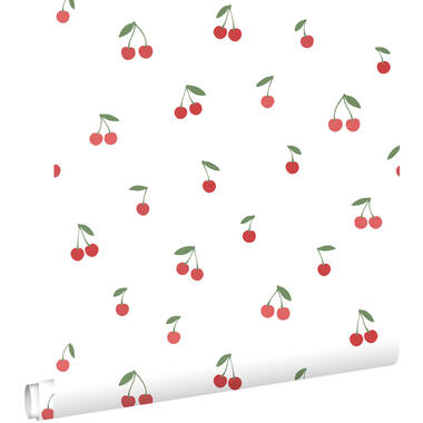 ESTAhome behang - kersen - wit en rood - 50 x 900 cm - 131652 product