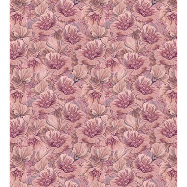 ESTAhome fotobehang - geborduurd bloemmotief - paars en roze - 2.5 x 2.79 m product