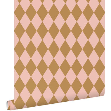 ESTAhome behang - ruiten - bruin en roze - 50 x 900 cm - 131600 product