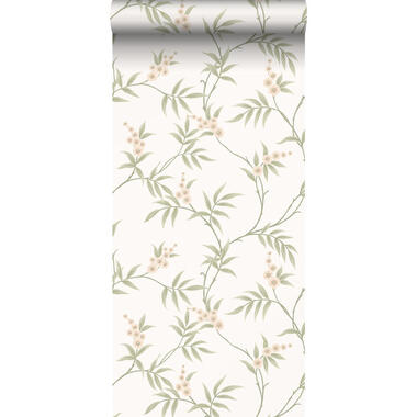 Borastapeter behang - bladeren en bloemen - groen en wit - 53 cm x 10.05 m product