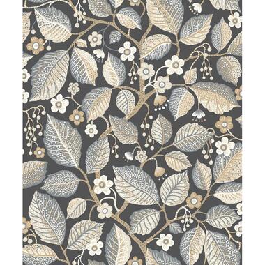 Borastapeter behang - bladeren en bloemen - bruin en blauwgroen product