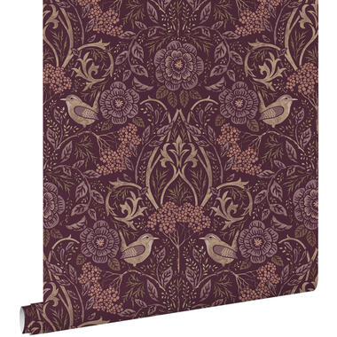 ESTAhome behang - bloemen en vogels - aubergine paars - 50 x 900 cm - 131635 product
