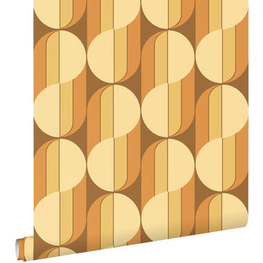 ESTAhome behang retro ornamenten oranje en bruin - 50 x 900 cm