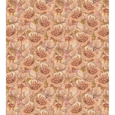 ESTAhome fotobehang geborduurd bloemmotief lichtbruin, beige en geel