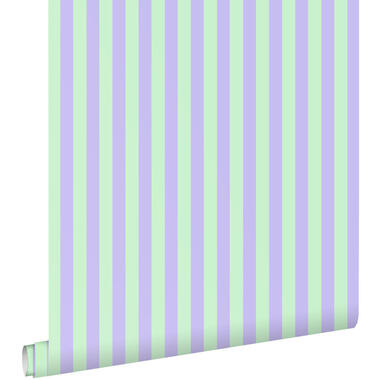 ESTAhome behang strepen paars en groen - 50 x 900 cm
