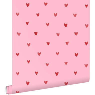 ESTAhome behang - hartjes - roze en rood - 50 x 900 cm - 131628 product