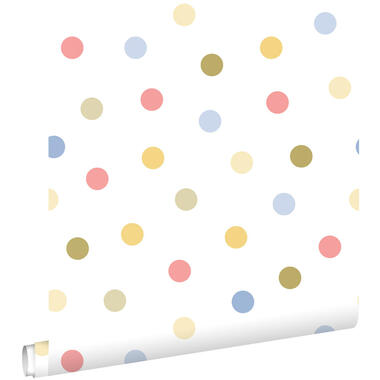 ESTAhome behang - stip - blauw, roze, groen en geel - 50 x 900 cm - 131620 product