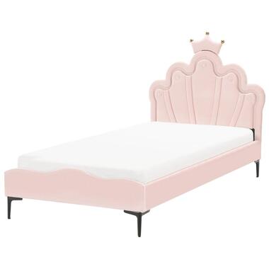 RUBIAN - Bed met LED - Roze - 90 x 200 cm - Fluweel product