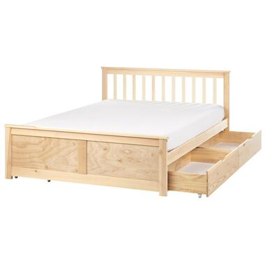 OLENDON - Bed met 2 lades - Lichtbruin - 140 x 200 cm - Dennenhout