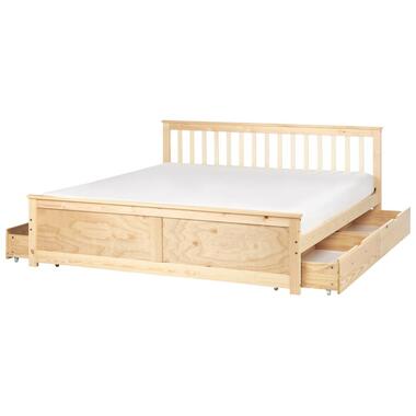 OLENDON - Bed met 4 lades - Lichtbruin - 180 x 200 cm - Dennenhout