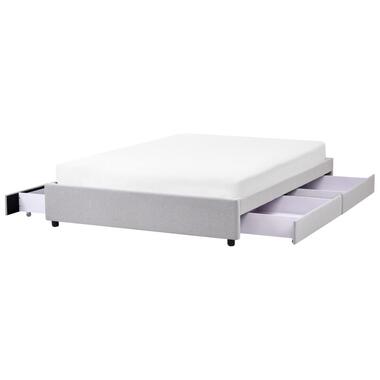 PRADES - Bed met opbergruimte - Lichtgrijs - 160 x 200 cm - Polyester product