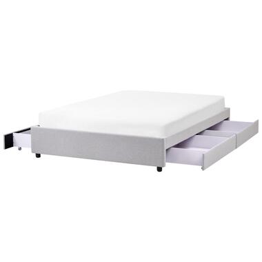 PRADES - Bed met opbergruimte - Lichtgrijs - 140 x 200 cm - Polyester product