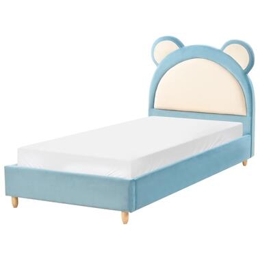 MAILLES - Eenpersoonsbed - Blauw - 90 x 200 cm - Fluweel product