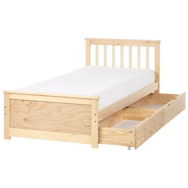 OLENDON - Bed met opbergruimte - Lichtbruin - 90 x 200 cm - Dennenhout