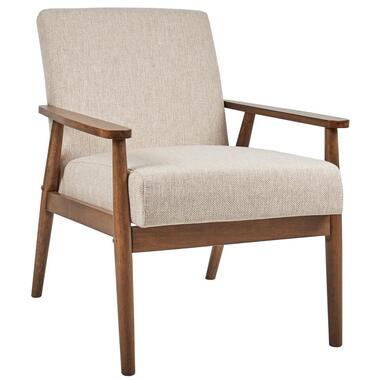 ESRUM - Fauteuil - Beige - Stof/Donker hout product