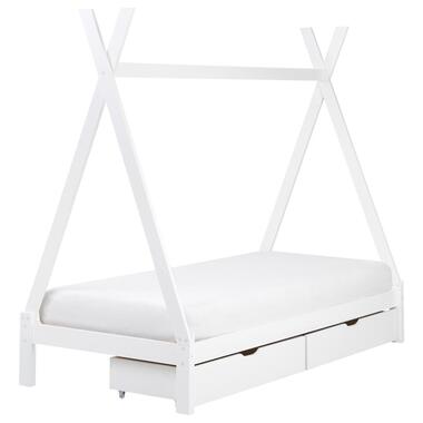 DEVAY - Kinderbed met opbergruimte - Wit - 90 x 200 cm - Grenenhout product