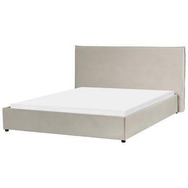 LAVAUR - Tweeperoonsbed - Taupe - 160 x 200 cm - Fluweel product