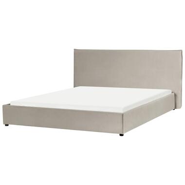 LAVAUR - Tweeperoonsbed - Taupe - 180 x 200 cm - Fluweel product