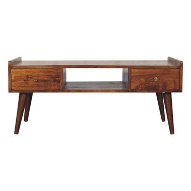 Artisan Furniture Massief Houten TV Meubel, 4 Laden en 1 Plank, Donkerbruin product