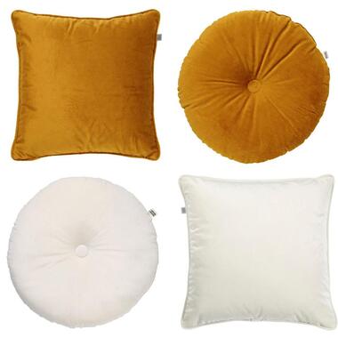 KUSSENSET - 4-delig - 45x45 cm en Ø40 cm - geel, wit product