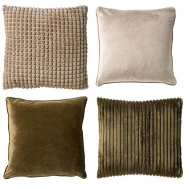 KUSSENSET - 4-delig - 45x45 cm - groen, beige product