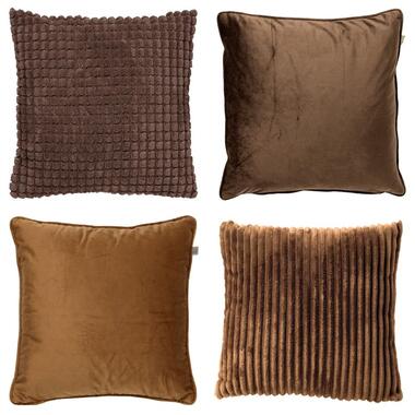 KUSSENSET - 4-delig - 45x45 cm - bruin product