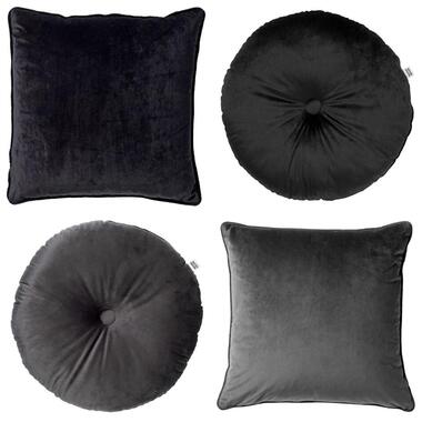 KUSSENSET - 4-delig - 45x45 cm en Ø40 cm - antraciet, zwart product
