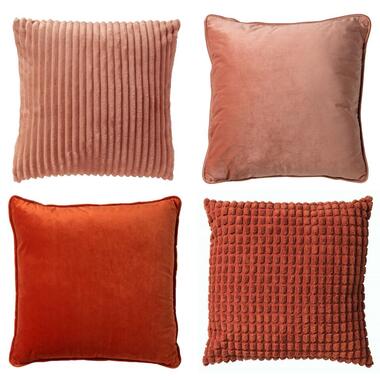 KUSSENSET - 4-delig - 45x45 cm - oranje, roze product