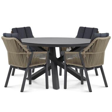 Tuinset Ronde tuintafels 4 personen 125 cm Aluminium/rope Taupe Lifestyle product