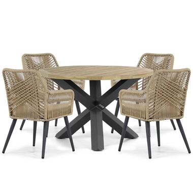 Tuinset Ronde tuintafels 4 personen 120 cm Aluminium/wicker Taupe Coco product