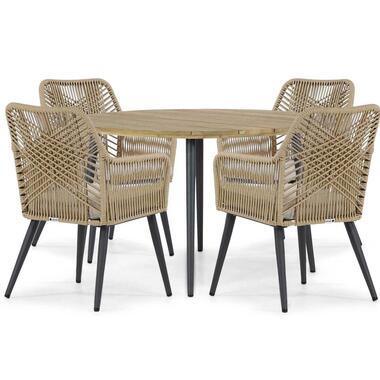 Tuinset Ronde tuintafels 4 personen 130 cm Aluminium/wicker Taupe Coco product