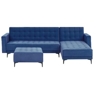 ABERDEEN - Slaapbank met ottomaan - Blauw - Linkszijdig - Fluweel product