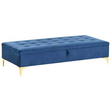 ABERDEEN - Ottomaan met opbergruimte - Marineblauw - Fluweel product