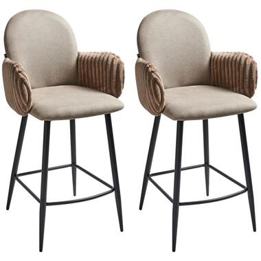 AMITY - Barkruk set van 2 - Taupe - Polyester product