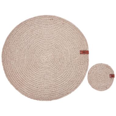 BUSHMINT - Set van 12 placemats en onderzetters - Natuurlijk - Jute product