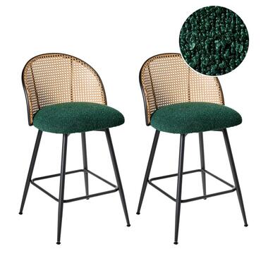 NATHAN - Barkruk set van 2 - Groen - 91 cm - Bouclé product