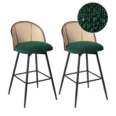 NATHAN - Barkruk set van 2 - Groen - 99 cm - Bouclé product