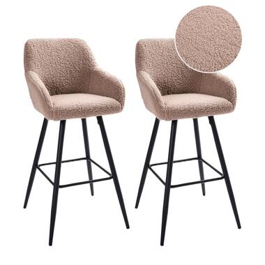 CASMALIA - Barkruk set van 2 - Taupe - Bouclé product